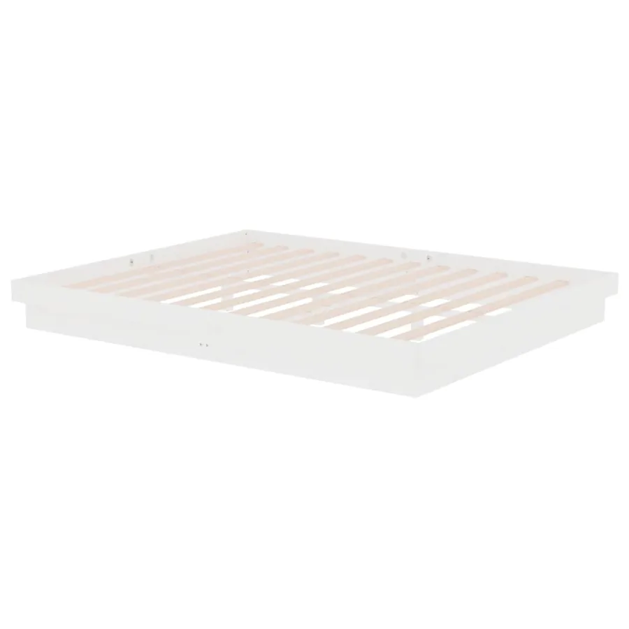 Cadre de lit sans matelas blanc bois massif 160x200 cm - 4