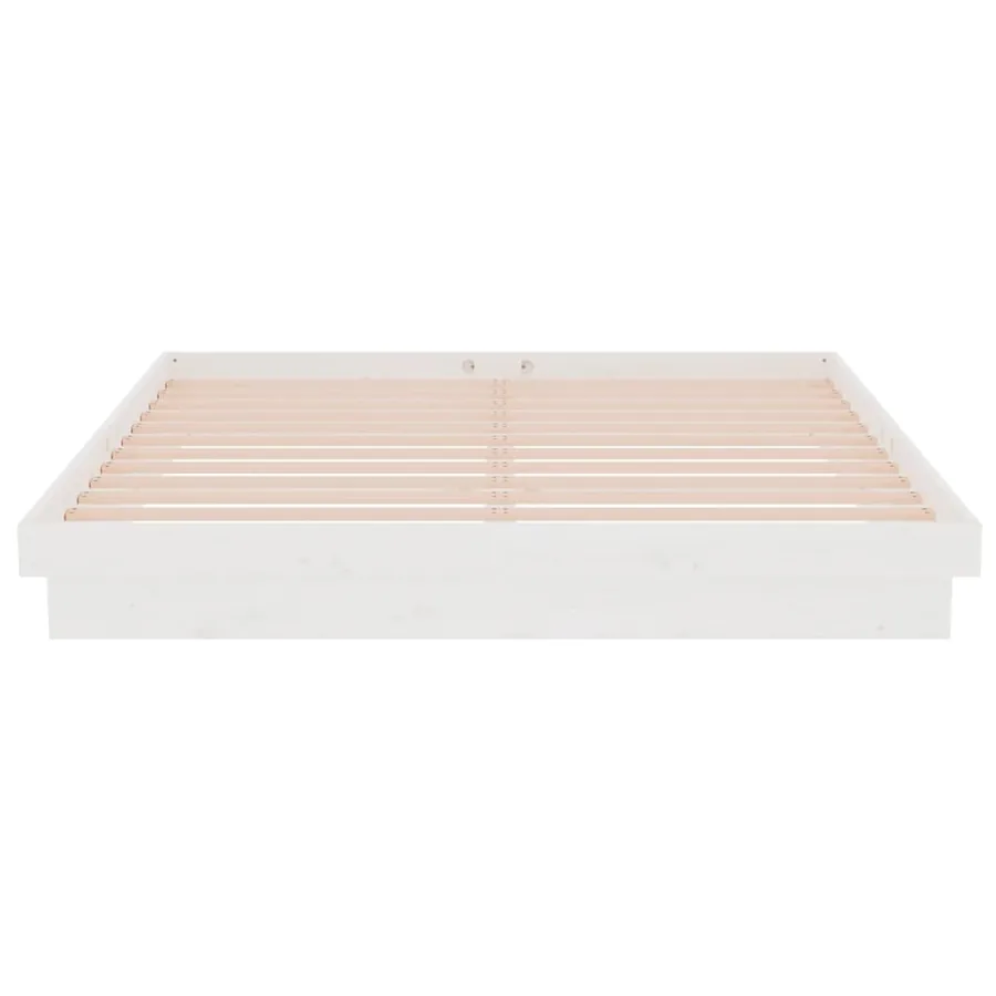 Cadre de lit sans matelas blanc bois massif 160x200 cm - 5