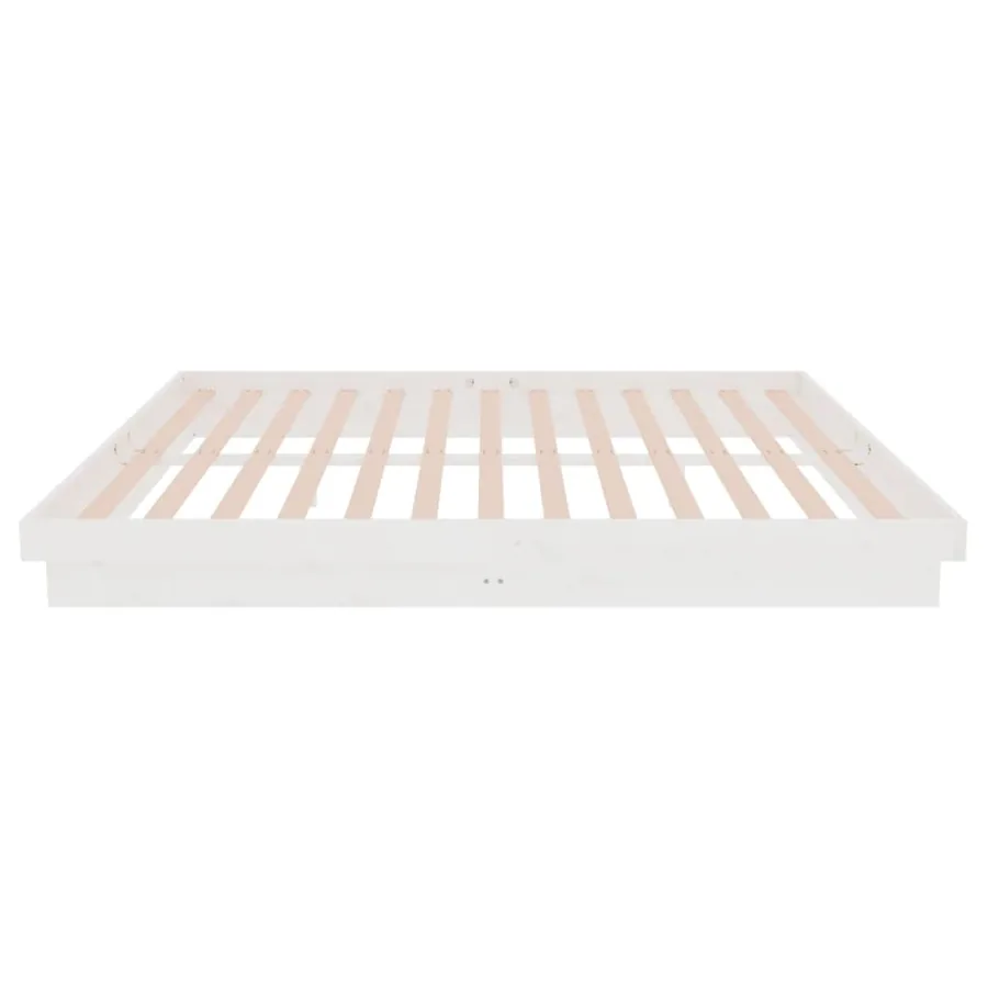 Cadre de lit sans matelas blanc bois massif 160x200 cm - 6