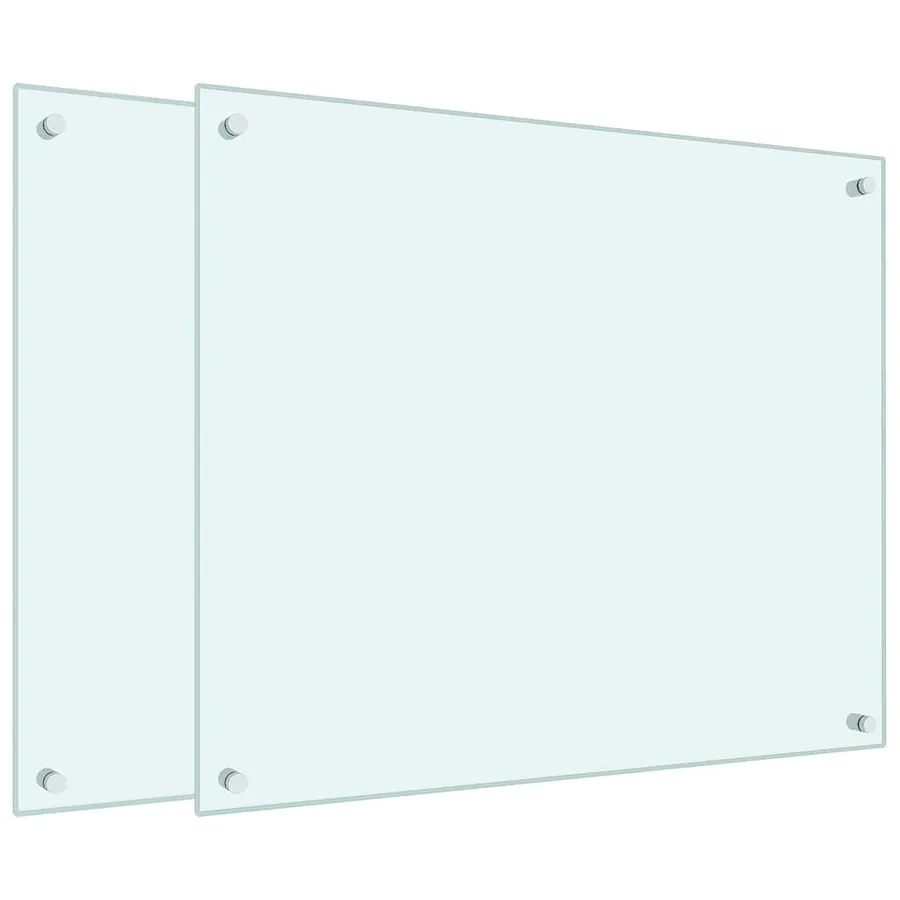 Dosserets de cuisine 2 pcs blanc 70x60 cm verre trempé - 2