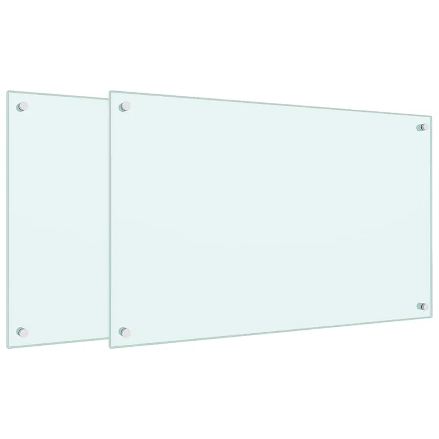 Dosserets de cuisine 2 pcs blanc 80x50 cm verre trempé - 2