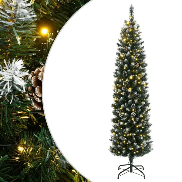Sapin de Noël artificiel mince 150 LED 150 cm