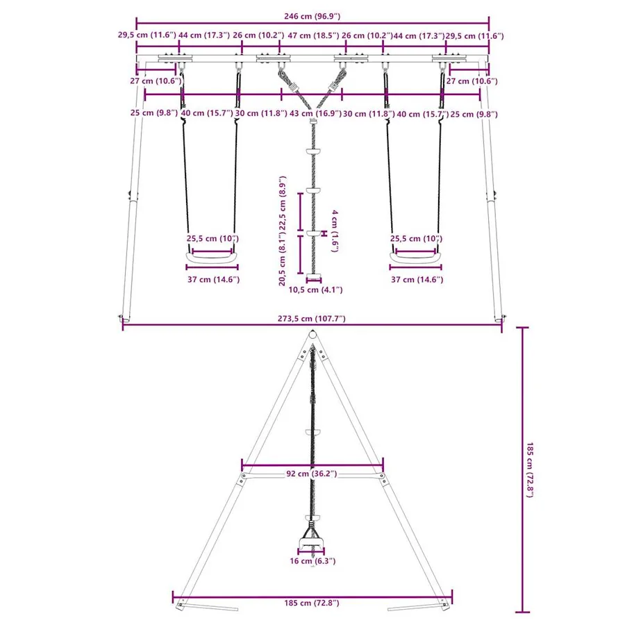 Ensemble balançoire d'extérieur balançoires et corde à disque - 10