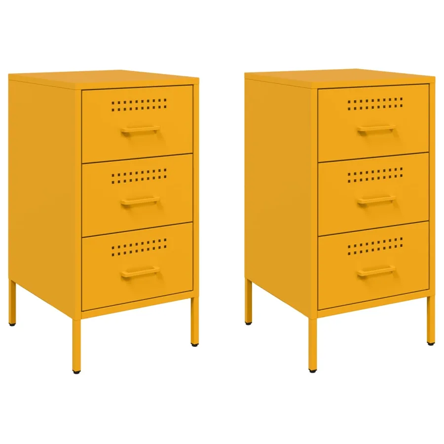 Tables de chevet 2 pcs jaune moutarde 36x39x68 cm acier - 2