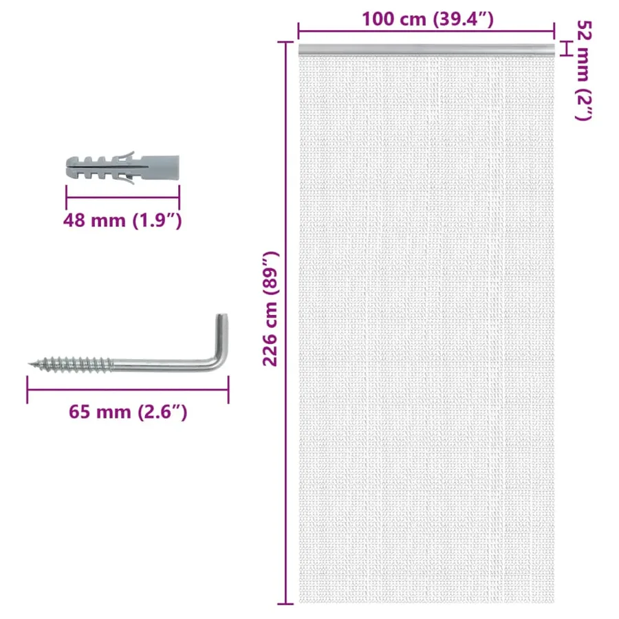 Moustiquaire de porte à chaîne 100x226 cm aluminium - 5