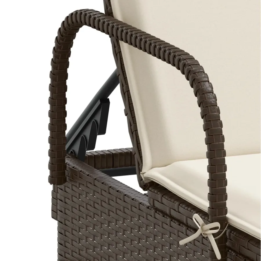 Chaise longue avec roues et coussin marron résine tressée - 8