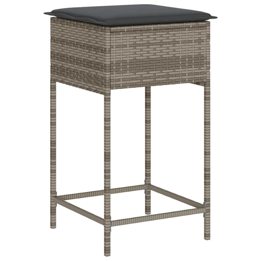 Ensemble de bar de jardin 5 pcs avec coussins gris poly rotin - 4
