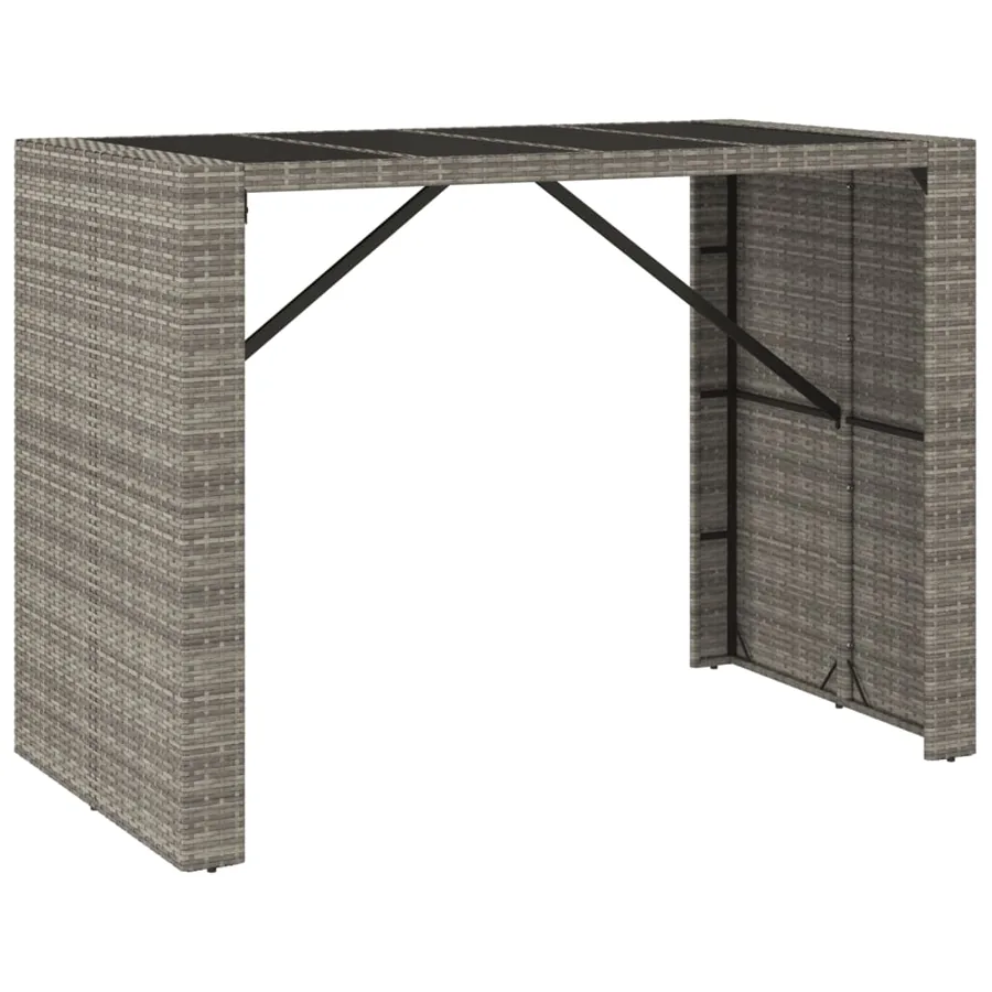 Ensemble de bar de jardin 7 pcs avec coussins gris poly rotin - 5