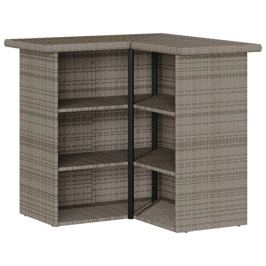 Ensemble de bar de jardin 5 pcs avec coussins gris poly rotin - 6