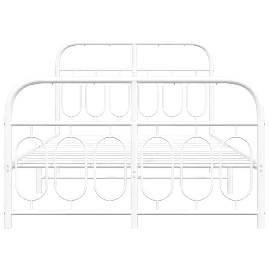 Cadre de lit métal sans matelas et pied de lit blanc 120x200 cm - 4