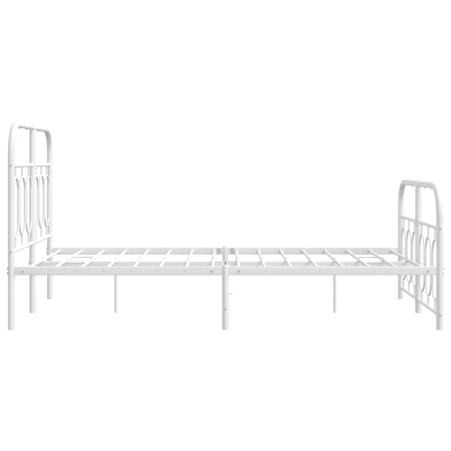 Cadre de lit métal sans matelas et pied de lit blanc 120x200 cm - 5