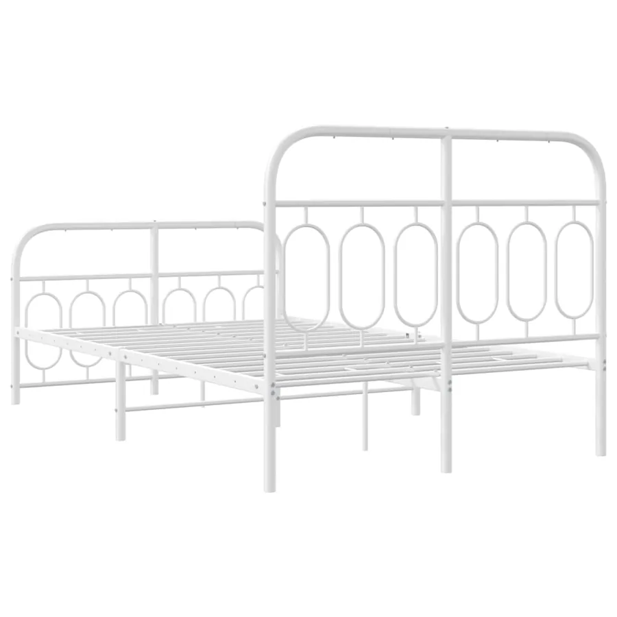 Cadre de lit métal sans matelas et pied de lit blanc 120x200 cm - 6