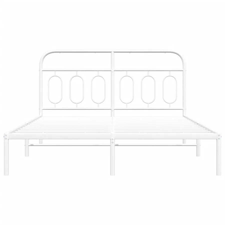 Cadre de lit métal sans matelas et tête de lit blanc 150x200 cm - 4