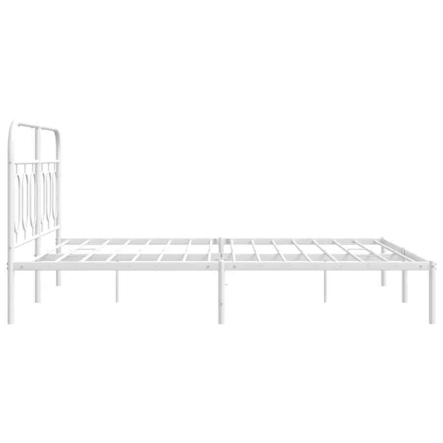 Cadre de lit métal sans matelas et tête de lit blanc 150x200 cm - 5