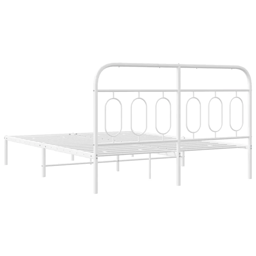 Cadre de lit métal sans matelas et tête de lit blanc 150x200 cm - 6