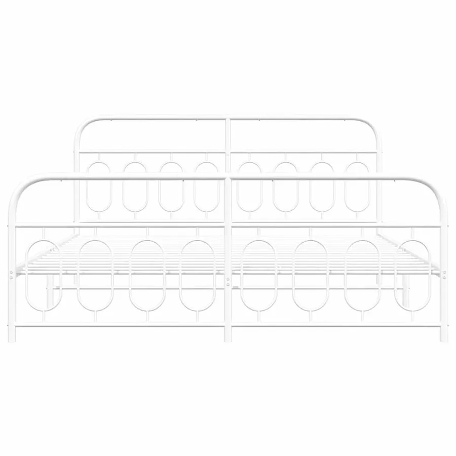 Cadre de lit métal sans matelas et pied de lit blanc 183x213 cm - 4