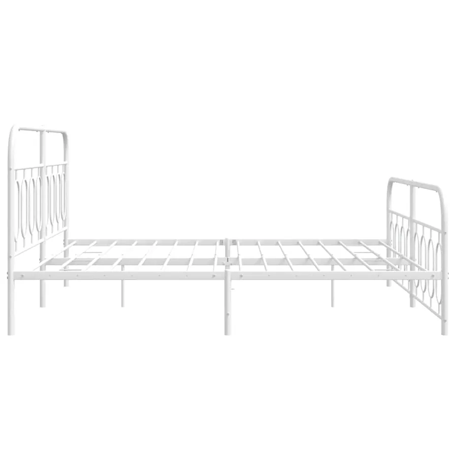Cadre de lit métal sans matelas et pied de lit blanc 183x213 cm - 5