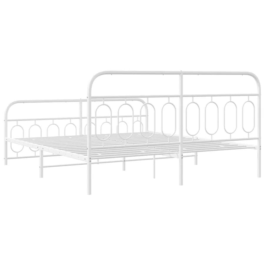 Cadre de lit métal sans matelas et pied de lit blanc 183x213 cm - 6