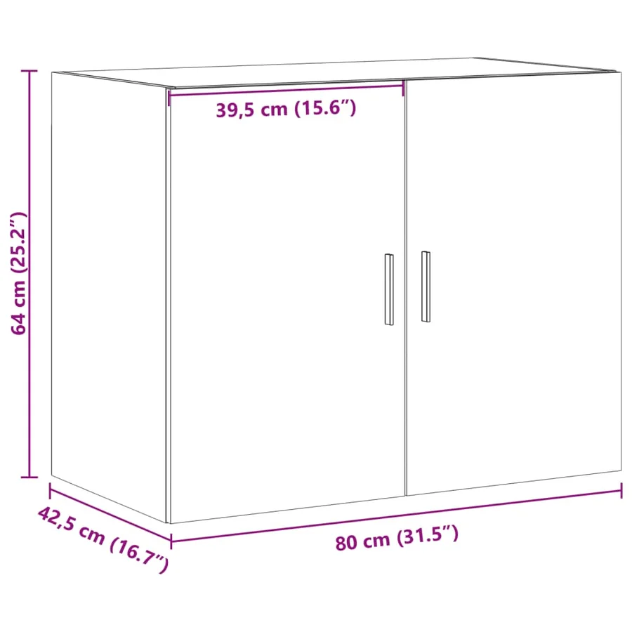 Armoire murale sonoma gris 80x42,5x64 cm bois d'ingénierie - 11