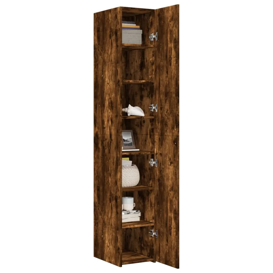 Buffet haut chêne fumé 30x42,5x185 cm bois d'ingénierie - 7
