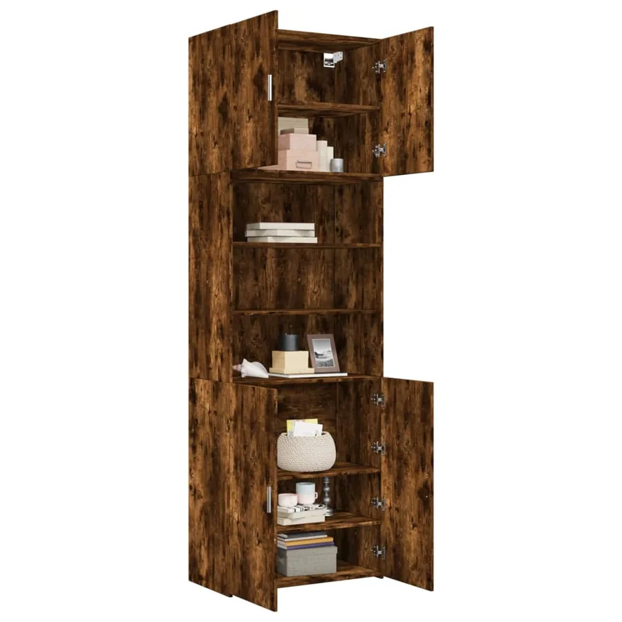 Buffet haut chêne fumé 80x42,5x249 cm bois d'ingénierie - 3