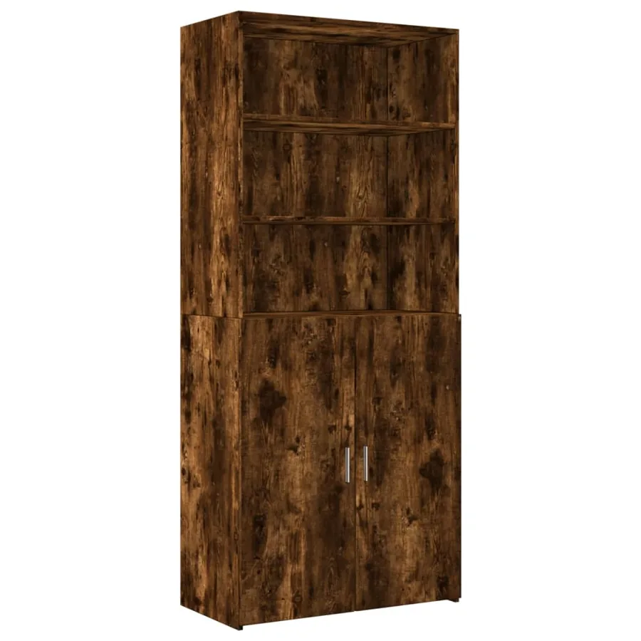 Buffet haut chêne fumé 80x42,5x249 cm bois d'ingénierie - 4