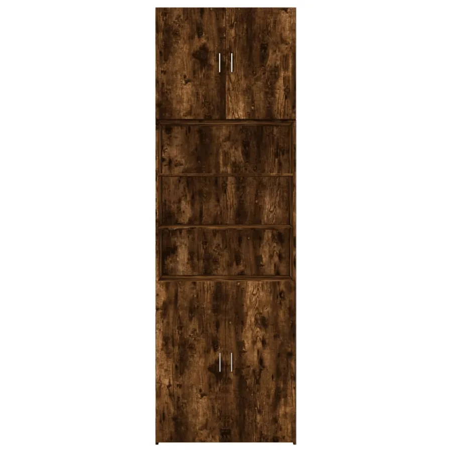 Buffet haut chêne fumé 80x42,5x249 cm bois d'ingénierie - 5