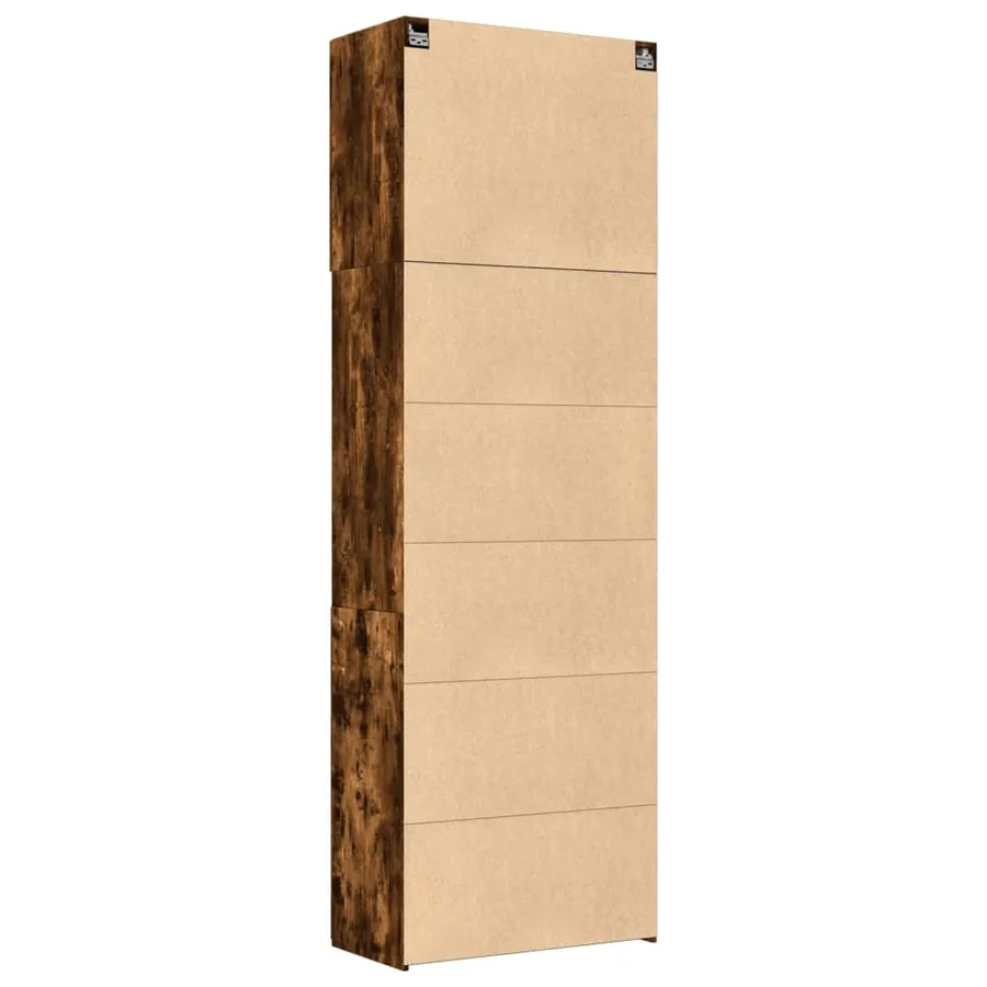 Buffet haut chêne fumé 80x42,5x249 cm bois d'ingénierie - 8