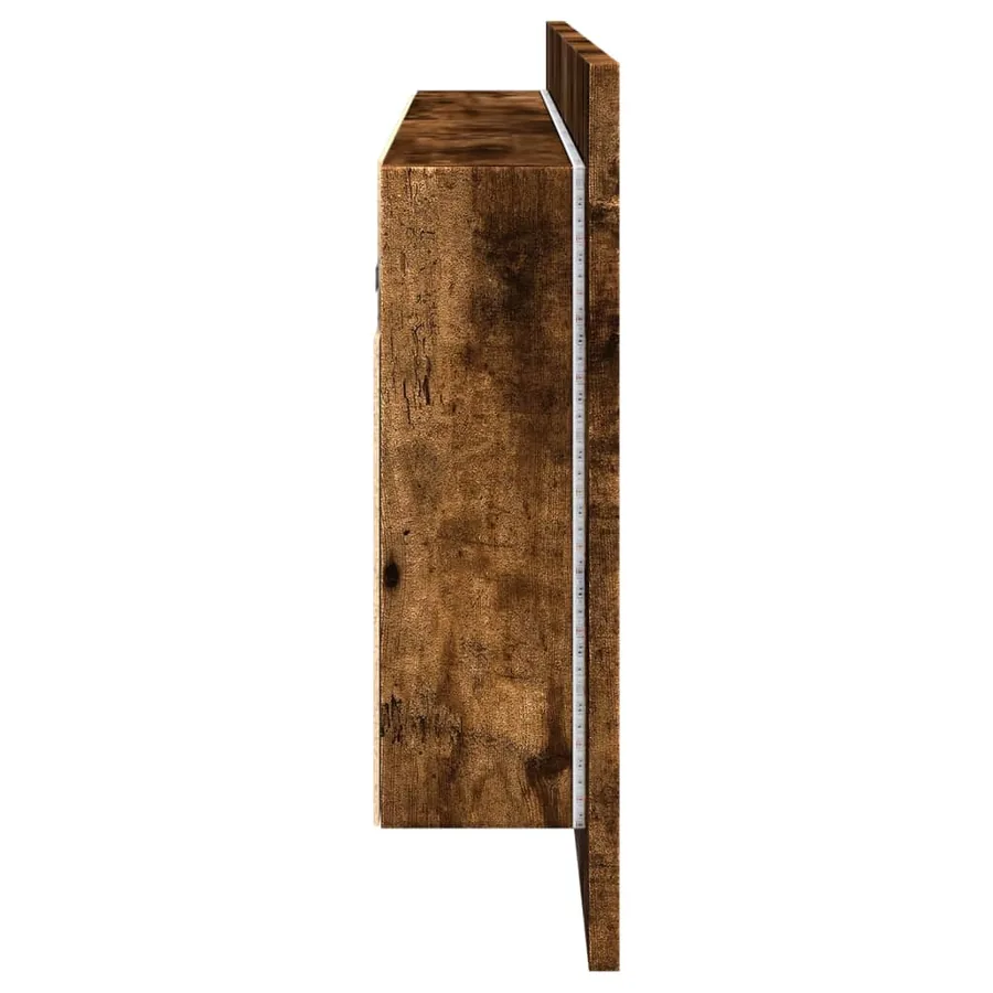 Armoire à miroir à LED de bain chêne fumé 100x12x45 cm - 8
