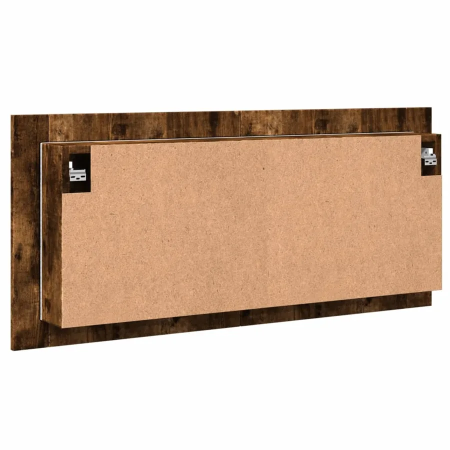 Armoire à miroir à LED de bain chêne fumé 100x12x45 cm - 9