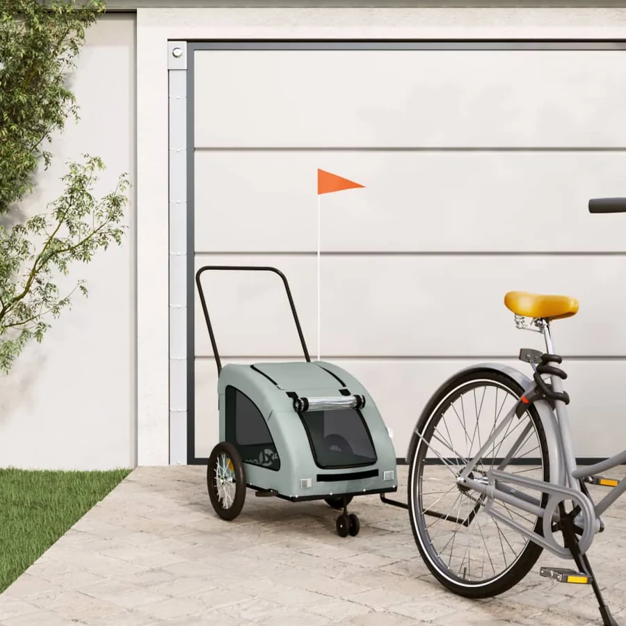 Remorque de vélo pour animaux de compagnie gris