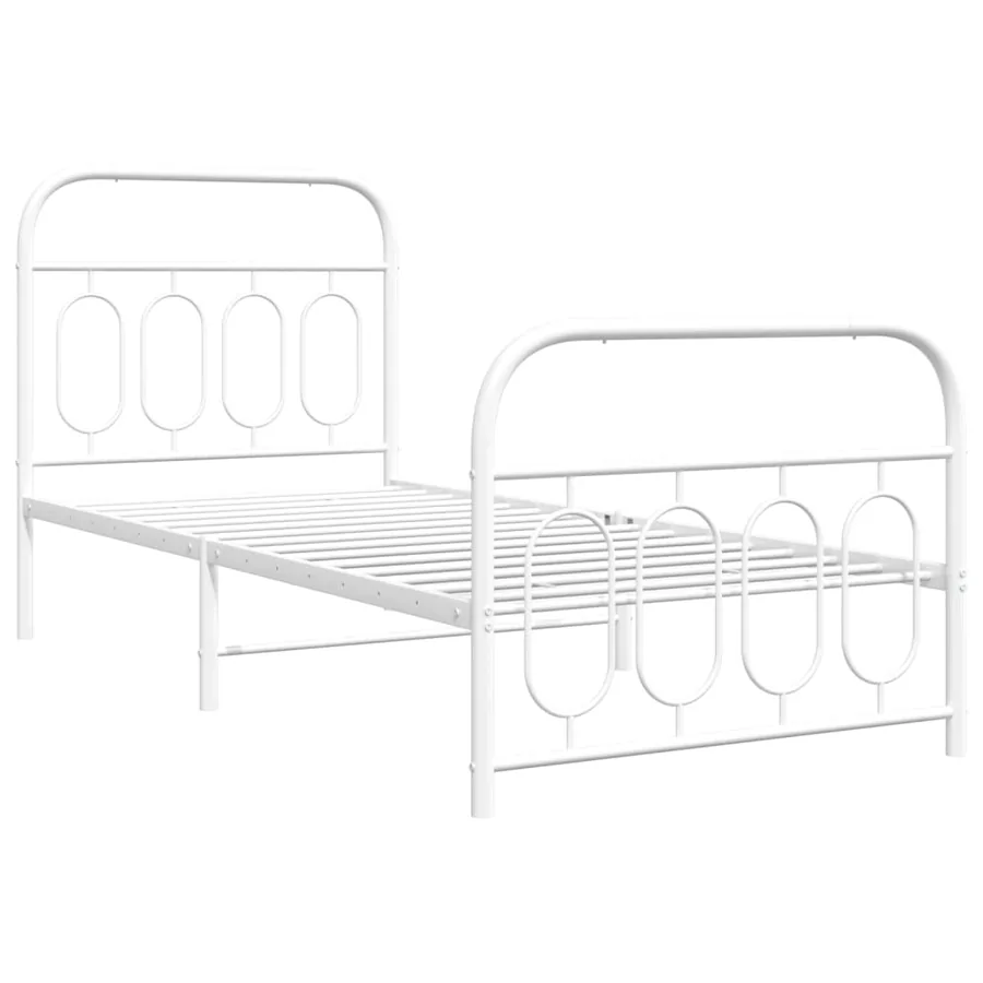 Cadre de lit métal sans matelas avec pied de lit blanc 80x200cm - 3