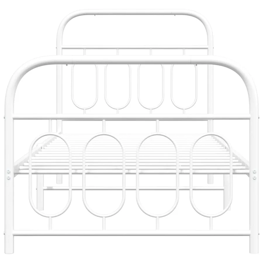 Cadre de lit métal sans matelas avec pied de lit blanc 80x200cm - 4