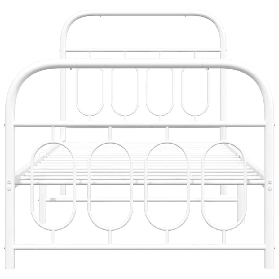 Cadre de lit métal sans matelas avec pied de lit blanc 90x200cm - 4