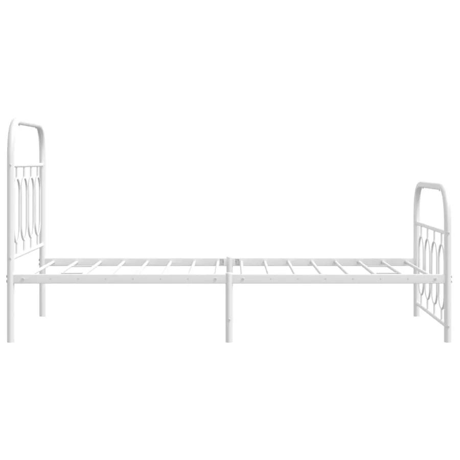 Cadre de lit métal sans matelas avec pied de lit blanc 90x200cm - 5