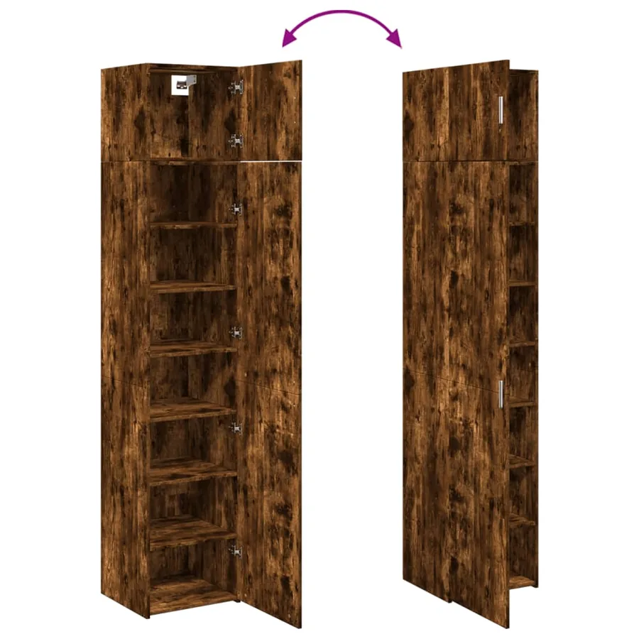Armoire de rangement mince chêne fumé 45x42,5x225 cm - 9