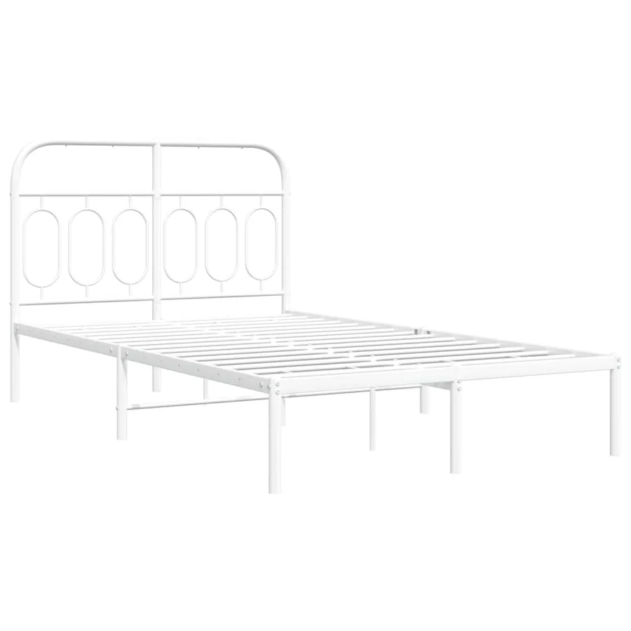 Cadre de lit métal sans matelas et tête de lit blanc 120x190 cm - 3