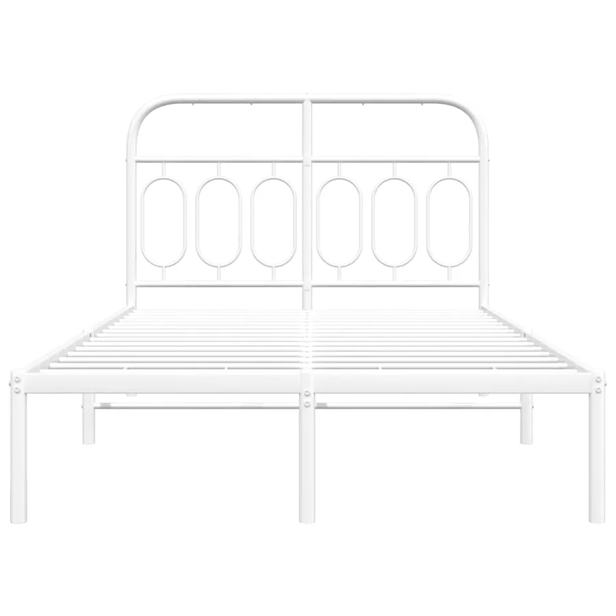 Cadre de lit métal sans matelas et tête de lit blanc 120x190 cm - 4