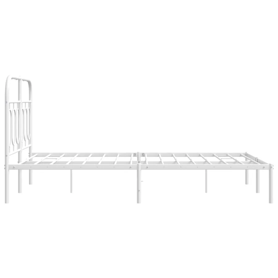 Cadre de lit métal sans matelas et tête de lit blanc 120x190 cm - 5