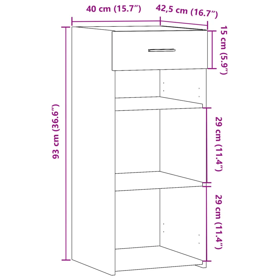 Buffet noir 40x42,5x93 cm bois d'ingénierie - 10
