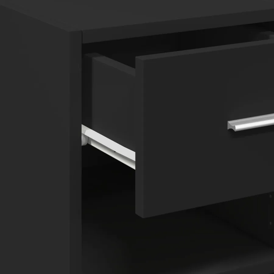 Buffet noir 40x42,5x93 cm bois d'ingénierie - 8