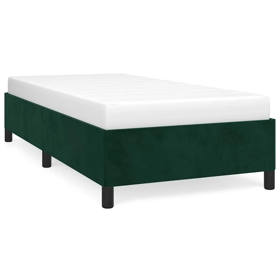 Cadre de lit sans matelas vert foncé 90x190 cm velours - 2