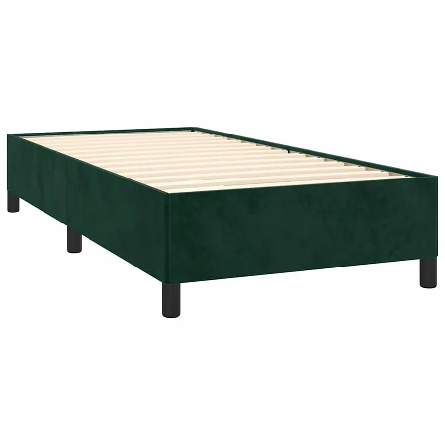 Cadre de lit sans matelas vert foncé 90x190 cm velours - 4