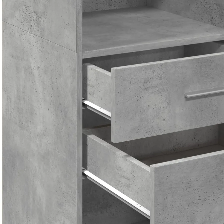 Buffet haut gris béton 45x42,5x124 cm bois d'ingénierie - 8