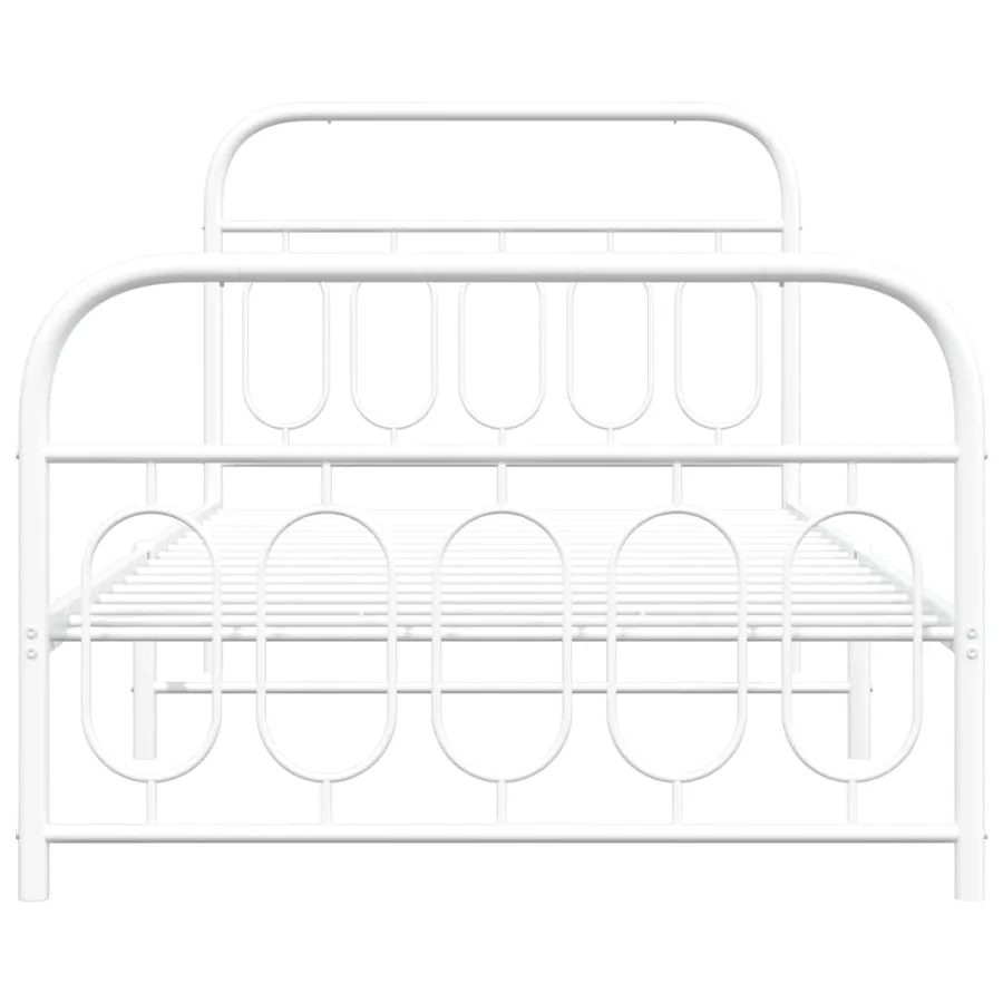 Cadre de lit métal sans matelas et pied de lit blanc 107x203 cm - 4