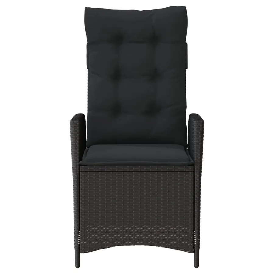 Chaise inclinable de jardin avec coussins noir résine tressée - 4
