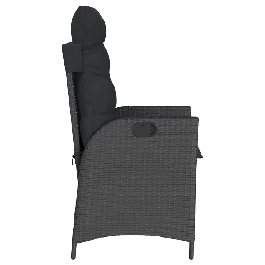 Chaise inclinable de jardin avec coussins noir résine tressée - 5