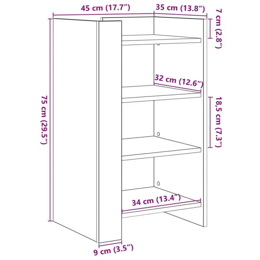Buffet chêne fumé 45x35x75 cm bois d'ingénierie - 10