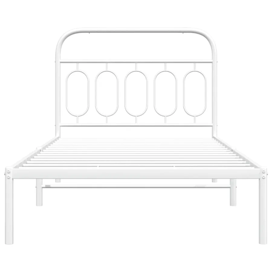 Cadre de lit métal sans matelas et tête de lit blanc 100x200 cm - 4