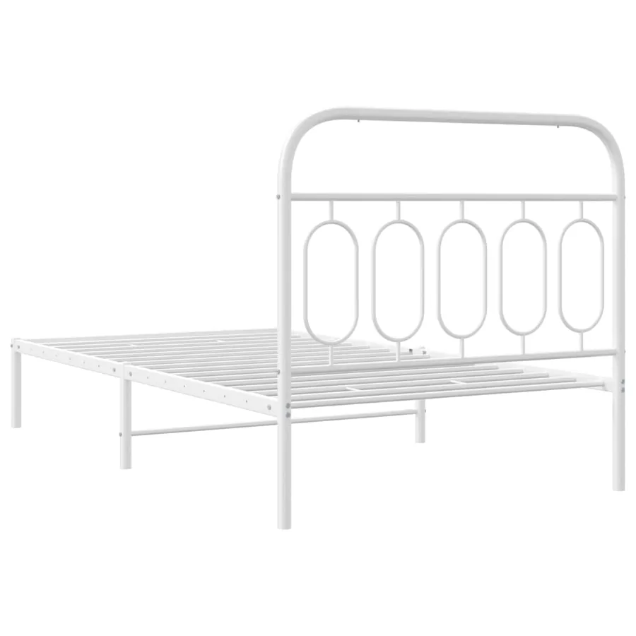 Cadre de lit métal sans matelas et tête de lit blanc 100x200 cm - 6